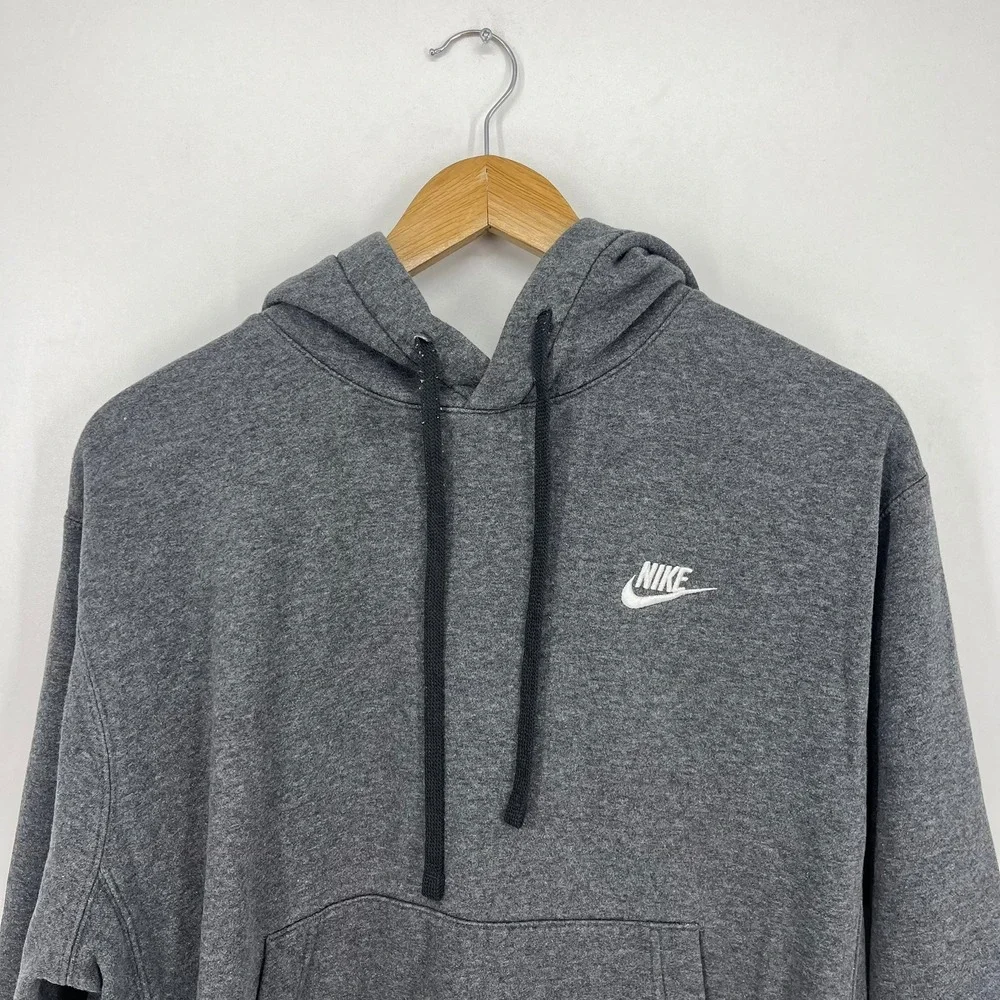 Nike Mens Sportswear Club Fleece Hoodie Charcoal Grey BV2654-071 Small